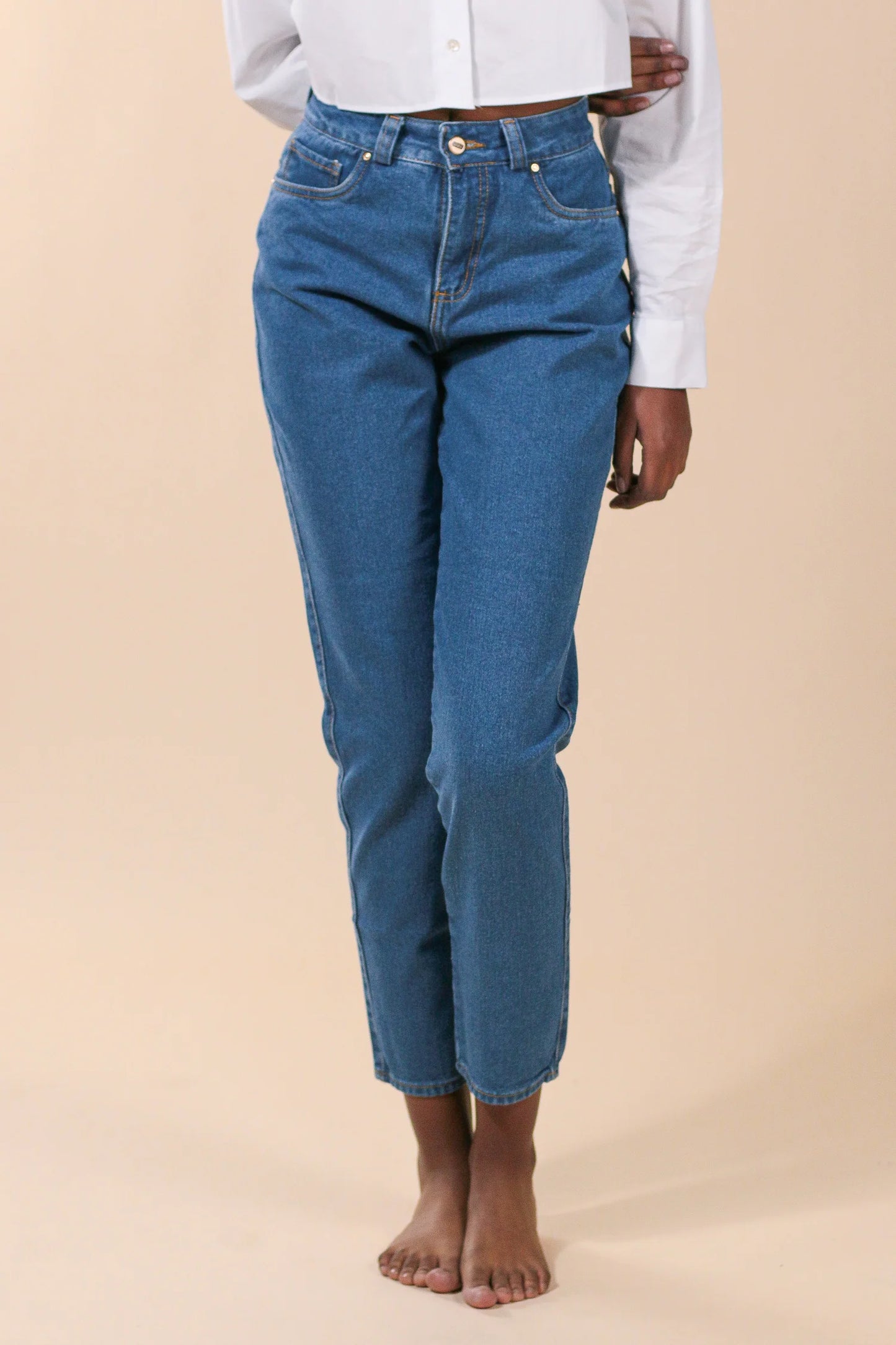 Push Up Mom Jeans Classic Blue