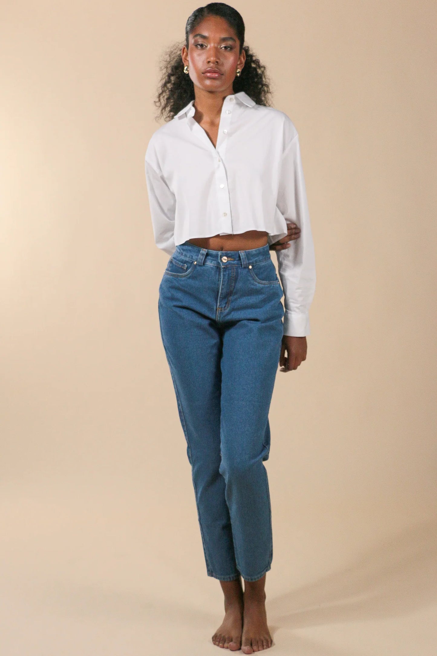 Push Up Mom Jeans Classic Blue