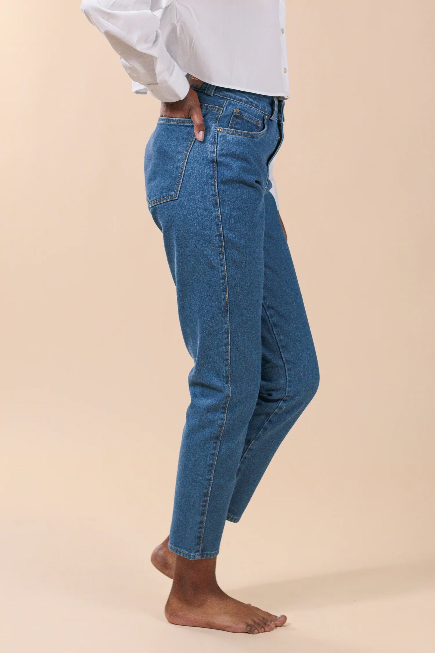 Push Up Mom Jeans Classic Blue