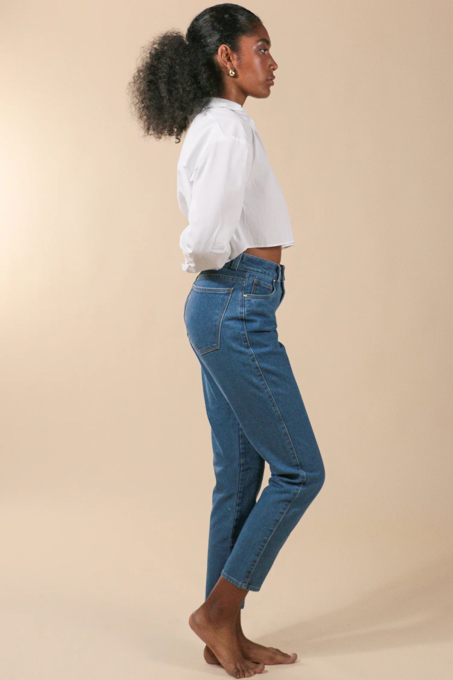 Push Up Mom Jeans Classic Blue